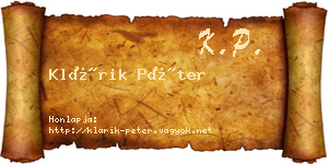 Klárik Péter névjegykártya