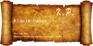 Klárik Péter névjegykártya